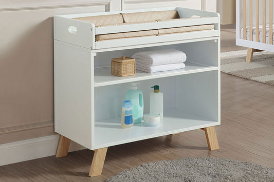 Livia Multi Purpose Changing Table in White and Natural - Natural CuteNest