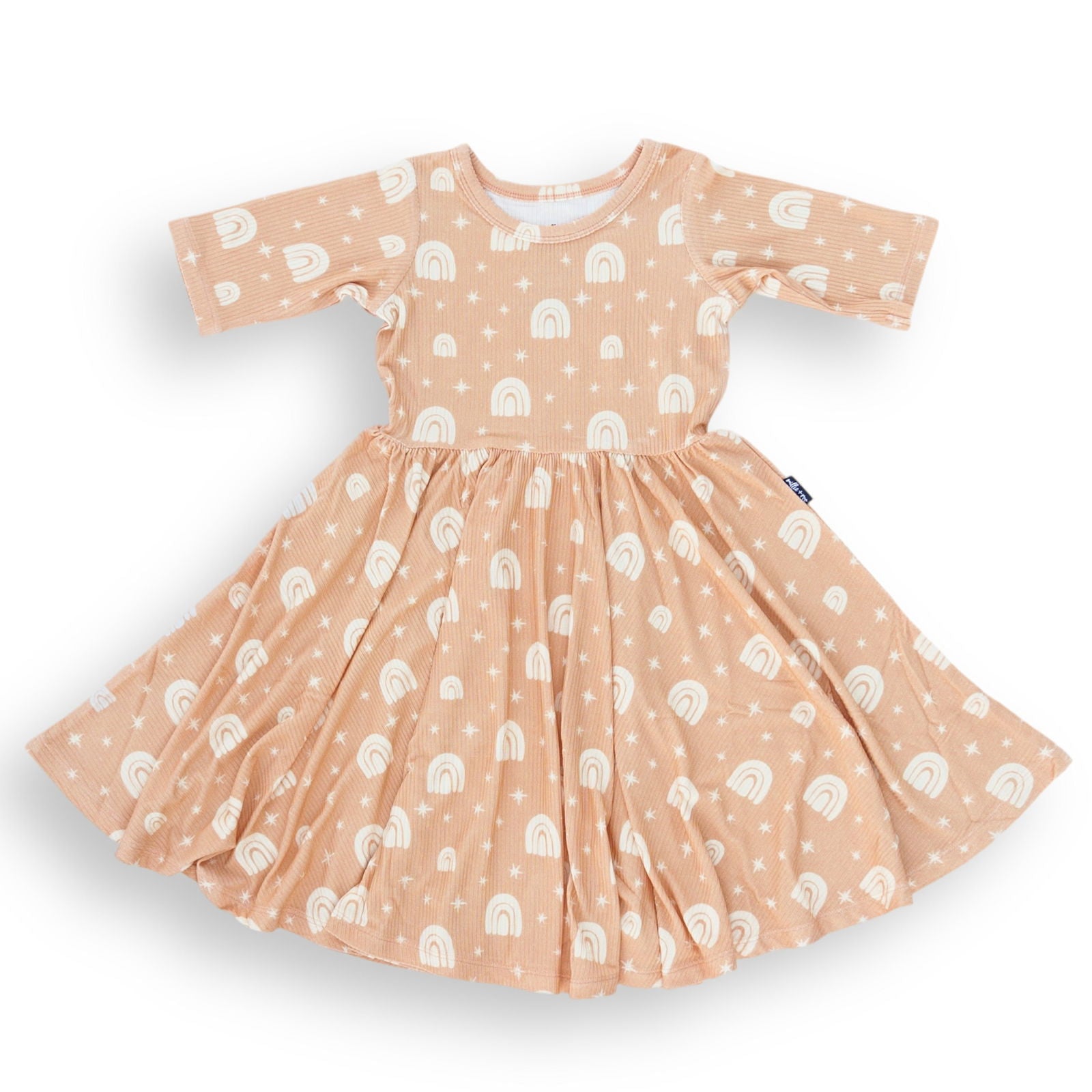 MID SLEEVE TWIRL- Rainbow Ribbed - Natural CuteNest