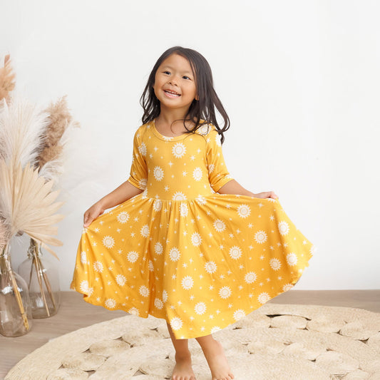 MID SLEEVE TWIRL- Sunshine Ribbed - Natural CuteNest