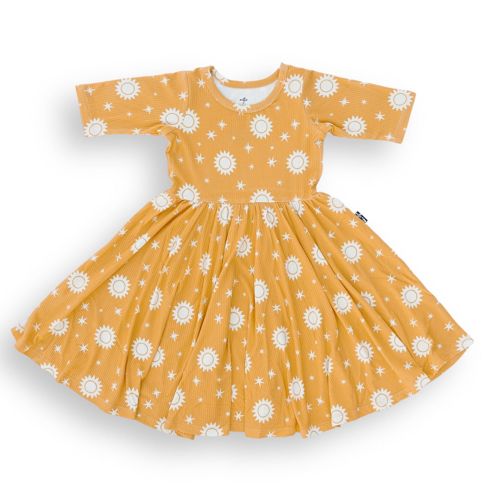 MID SLEEVE TWIRL- Sunshine Ribbed - Natural CuteNest