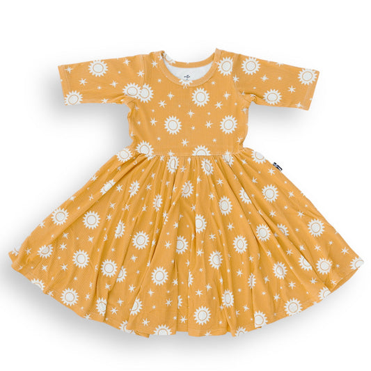 MID SLEEVE TWIRL- Sunshine Ribbed - Natural CuteNest