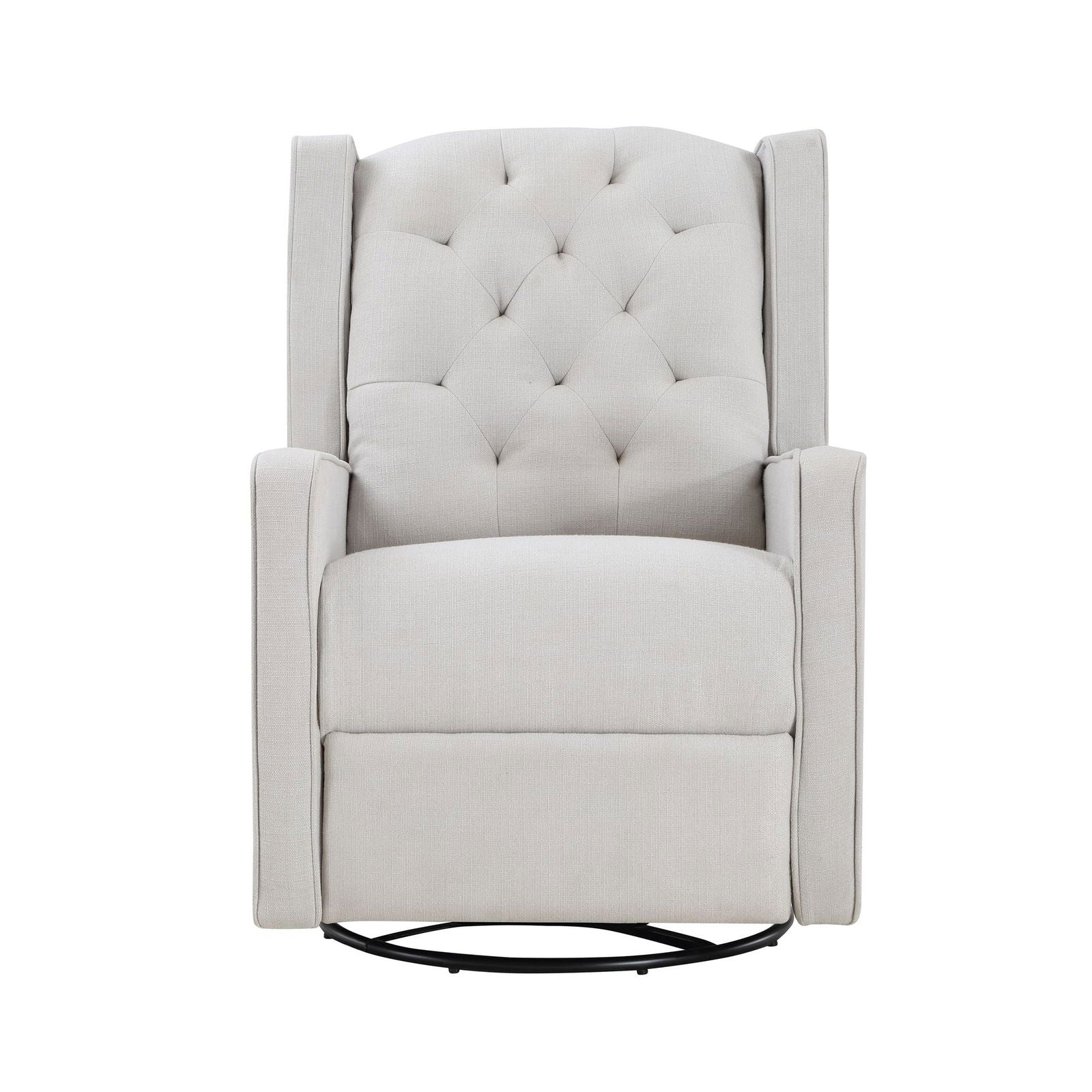 Milah Tufted Swivel Glider Recliner In Light Gray Fabric - Natural CuteNest