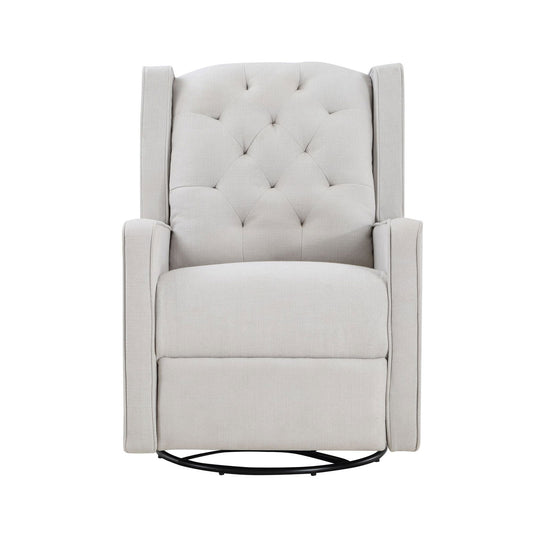 Milah Tufted Swivel Glider Recliner In Light Gray Fabric - Natural CuteNest