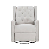Milah Tufted Swivel Glider Recliner In Light Gray Fabric - Natural CuteNest