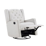 Milah Tufted Swivel Glider Recliner In Light Gray Fabric - Natural CuteNest
