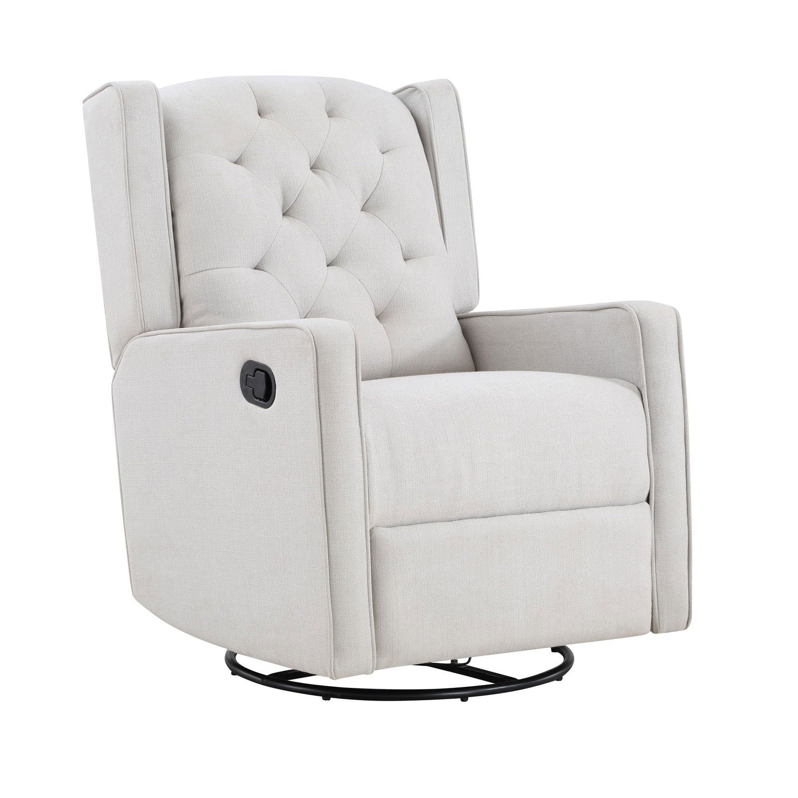 Milah Tufted Swivel Glider Recliner In Light Gray Fabric - Natural CuteNest