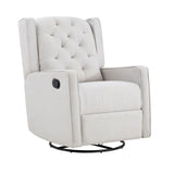 Milah Tufted Swivel Glider Recliner In Light Gray Fabric - Natural CuteNest