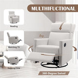 Modern Upholstered Seating Glider Swivel Recliner Chair - Natural CuteNest