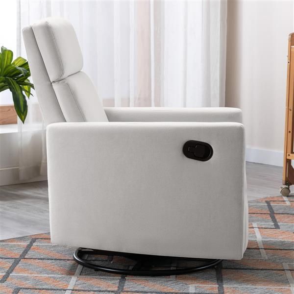 Modern Upholstered Seating Glider Swivel Recliner Chair - Natural CuteNest