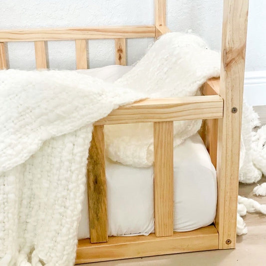 Montessori House Bed with Rails - Natural CuteNest