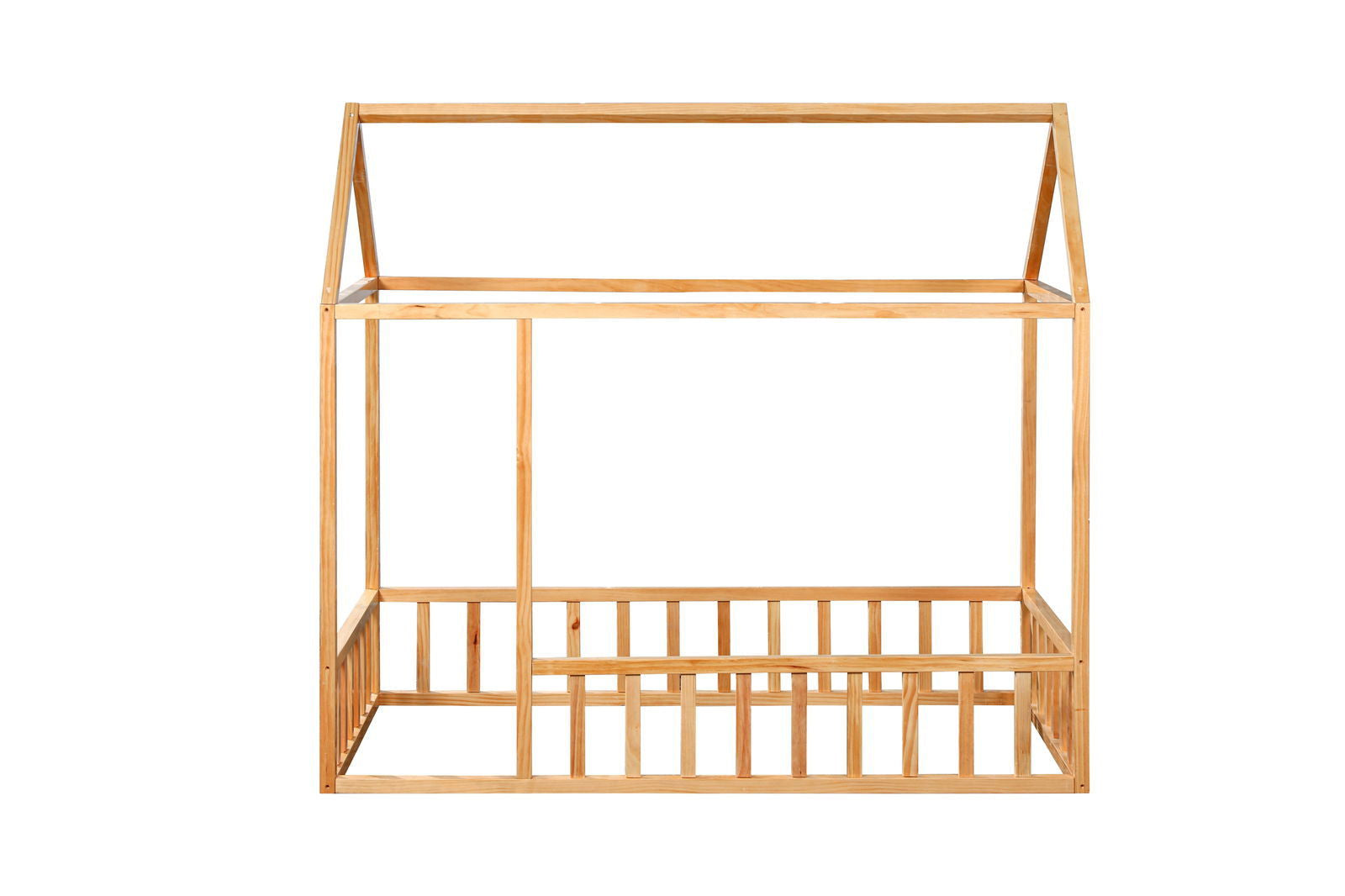 Montessori House Bed with Rails - Natural CuteNest