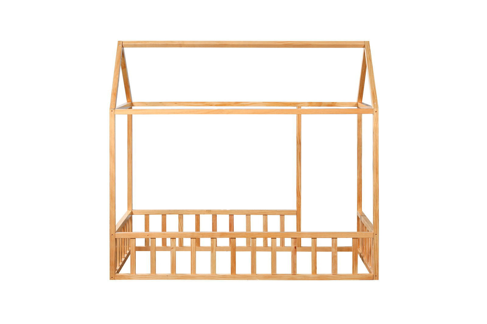 Montessori House Bed with Rails - Natural CuteNest