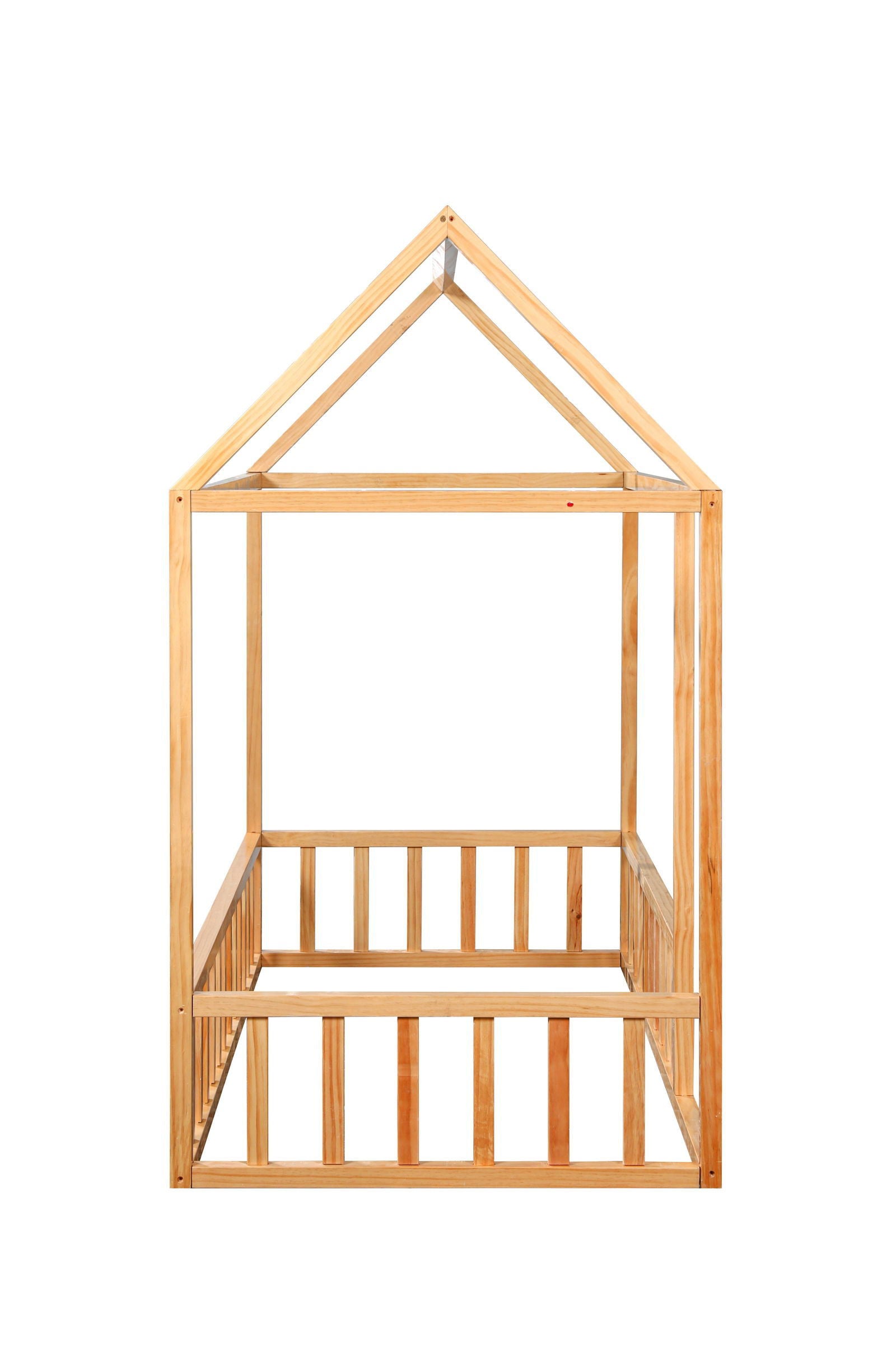 Montessori House Bed with Rails - Natural CuteNest