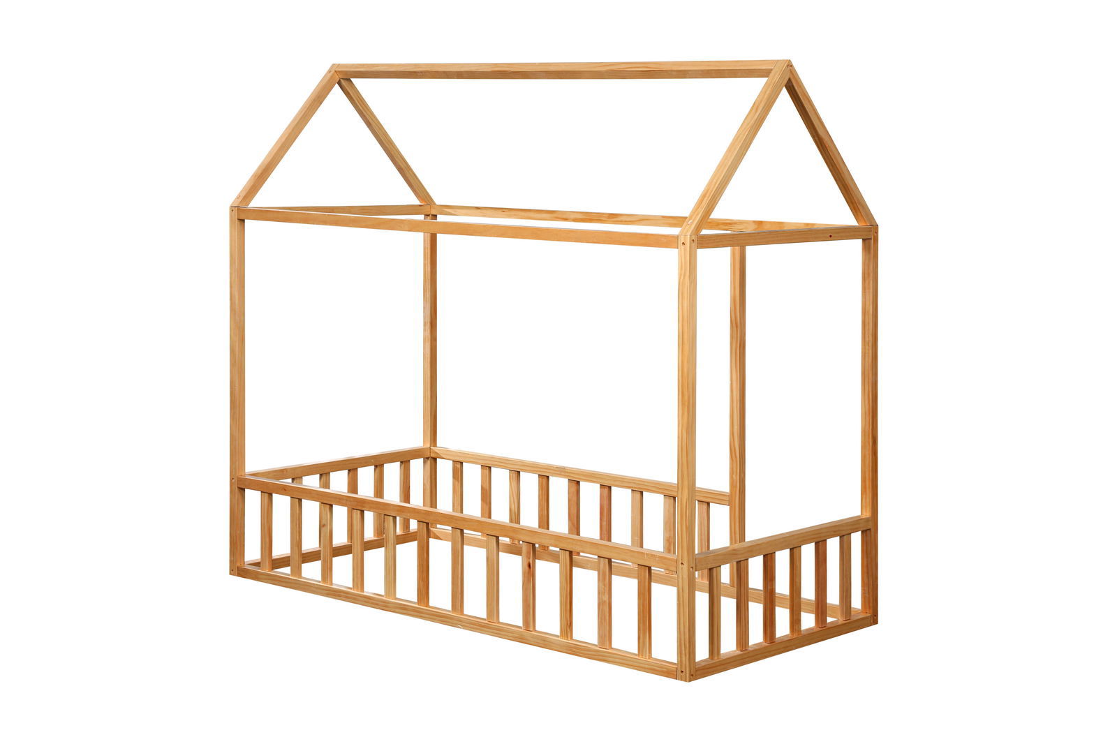 Montessori House Bed with Rails - Natural CuteNest