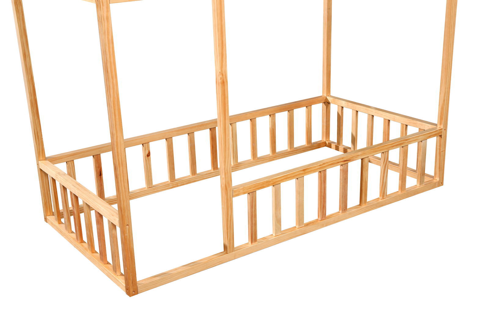 Montessori House Bed with Rails - Natural CuteNest