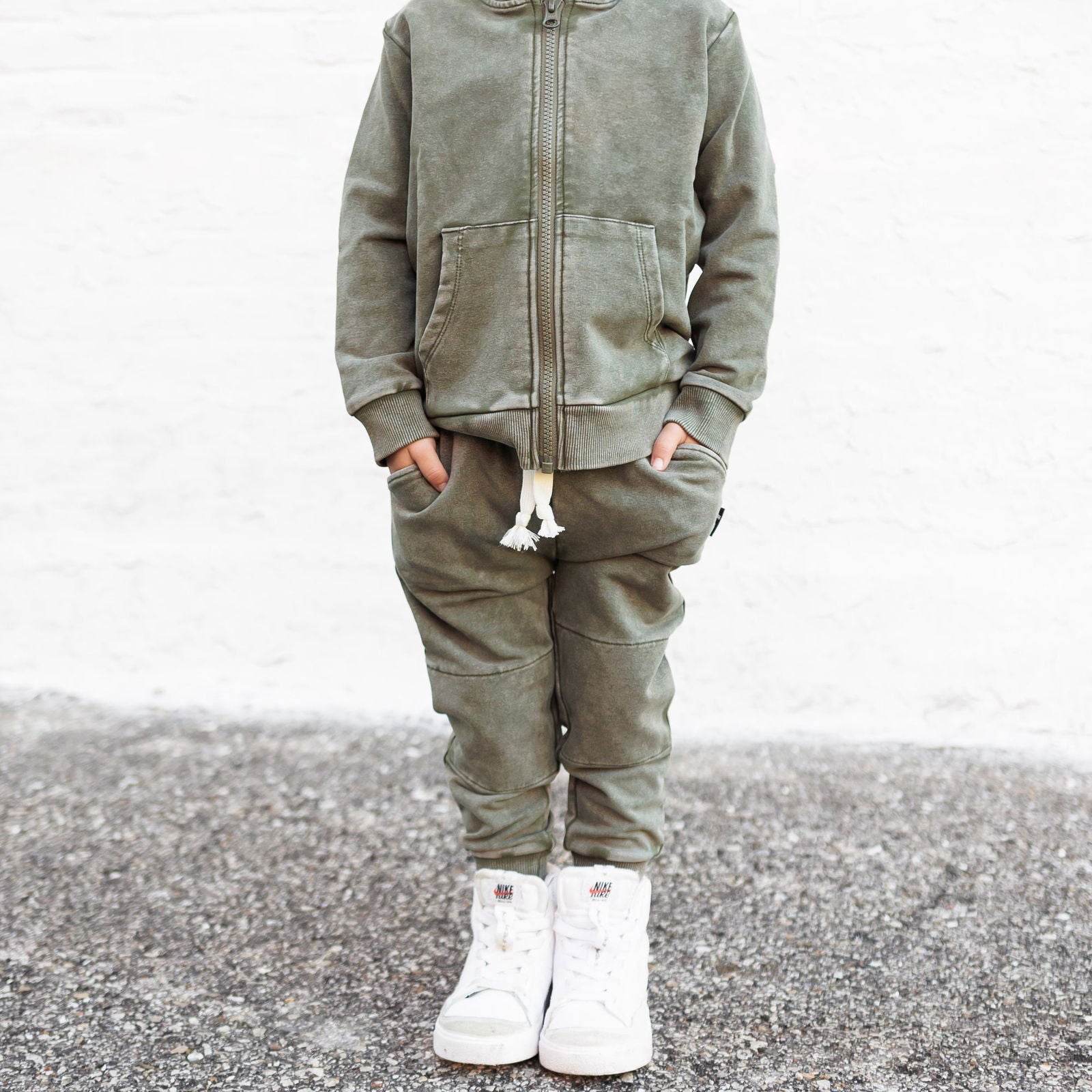 Moss Snow Wash Zip Hoodie - Natural CuteNest