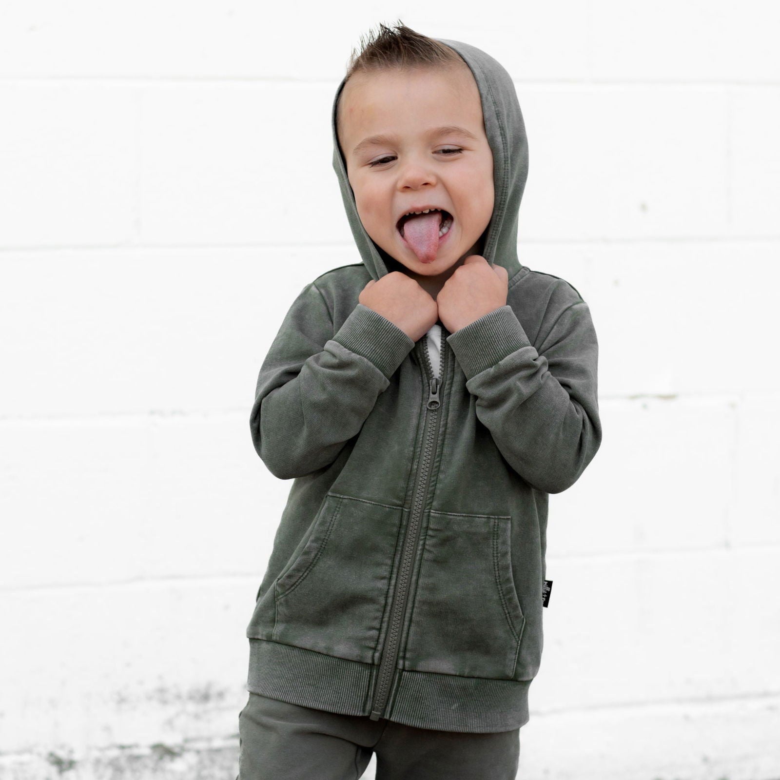 Moss Snow Wash Zip Hoodie - Natural CuteNest
