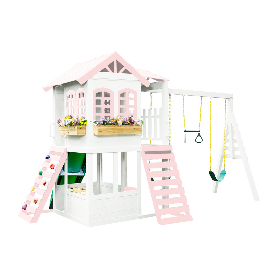 Reign Two Story Playhouse Custom Color - Natural CuteNest