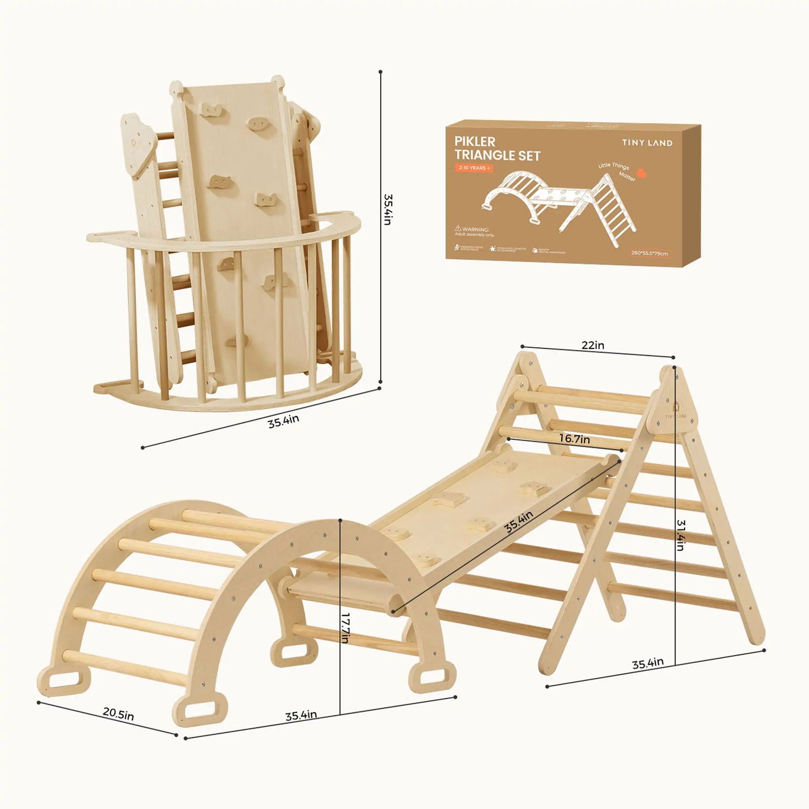 Tiny Land® 7-in-1 Montessori Climbing Set - Natural CuteNest