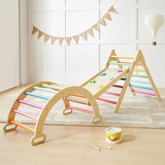 Tiny Land® 7-in-1 Rainbow Climbing Set - Natural CuteNest