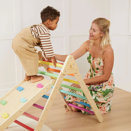 Tiny Land® 7-in-1 Rainbow Climbing Set - Natural CuteNest
