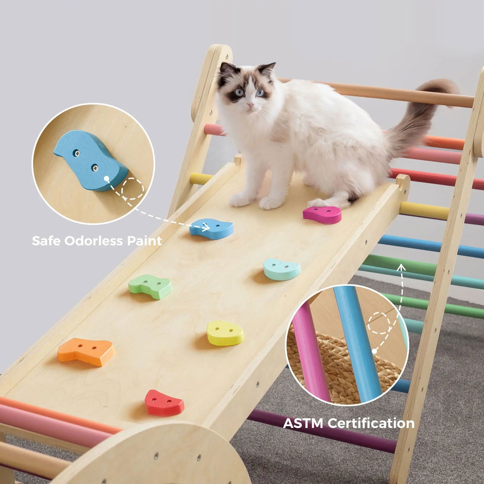 Tiny Land® 7-in-1 Rainbow Climbing Set - Natural CuteNest