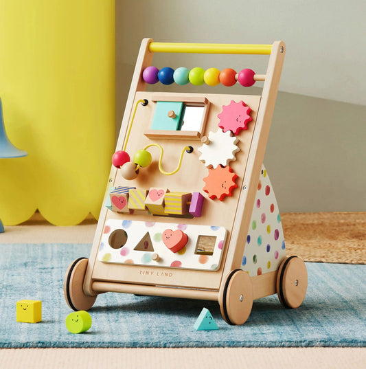 Tiny Land® Premium Natural Wooden Activity Walker - Natural CuteNest