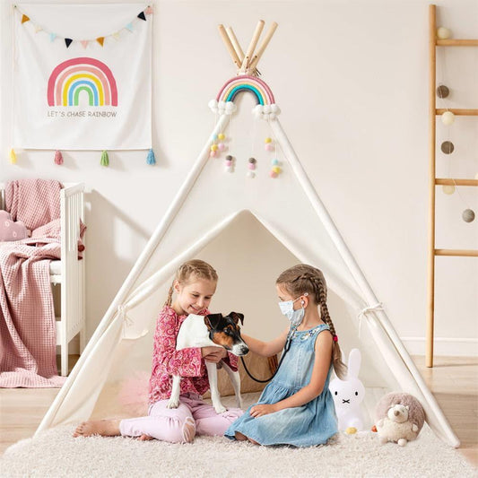 Tiny Land® Teepee for Kids with Mat - Natural CuteNest