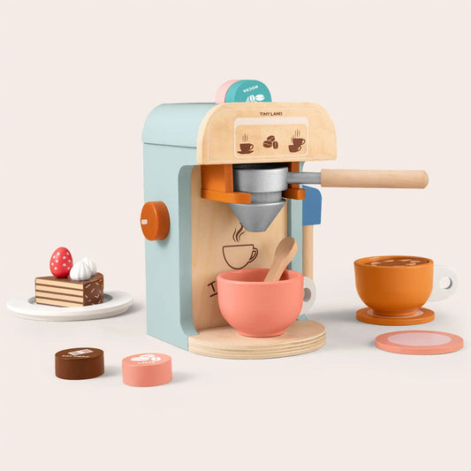 Tiny Land® Wooden Kids Play Coffee Maker Set - Natural CuteNest