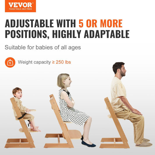 Wooden Eat & Grow High Chair with Tray in Natural - Natural CuteNest