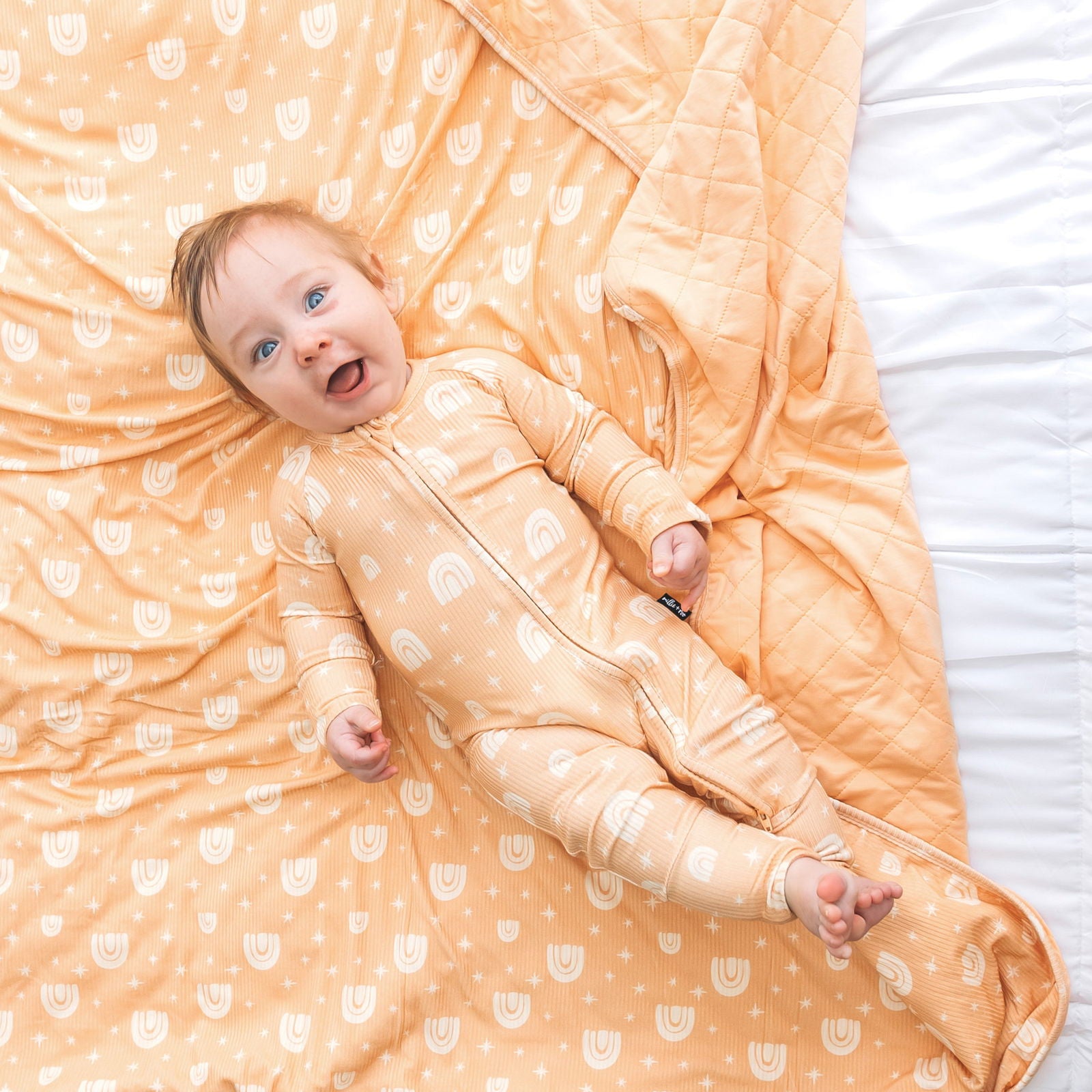 XL QUILTED BAMBOO BLANKET- Rainbow Ribbed - Natural CuteNest