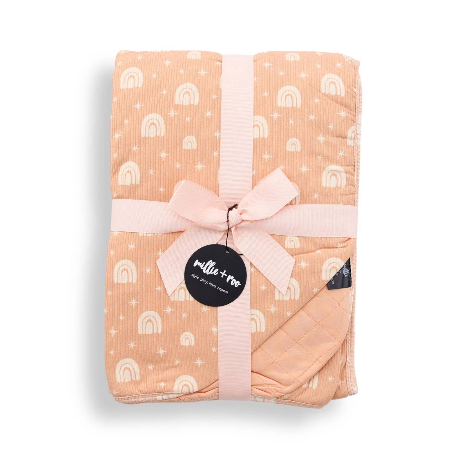 XL QUILTED BAMBOO BLANKET- Rainbow Ribbed - Natural CuteNest