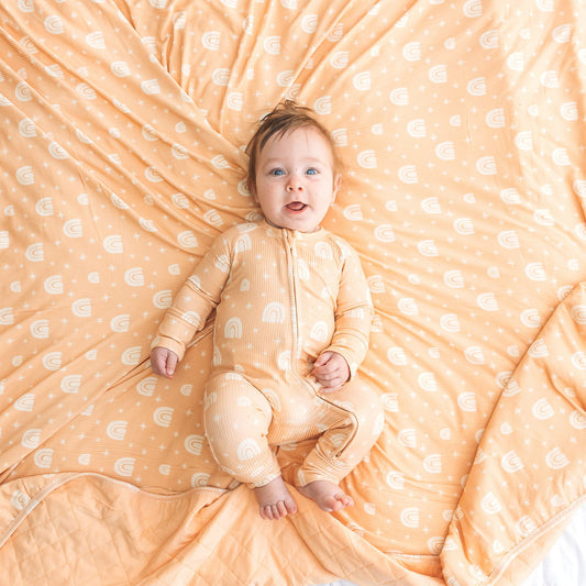 ZIP ROMPER - Rainbow Ribbed - Natural CuteNest