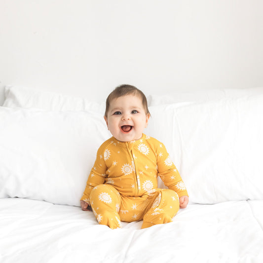 ZIP ROMPER - Sunshine Ribbed - Natural CuteNest