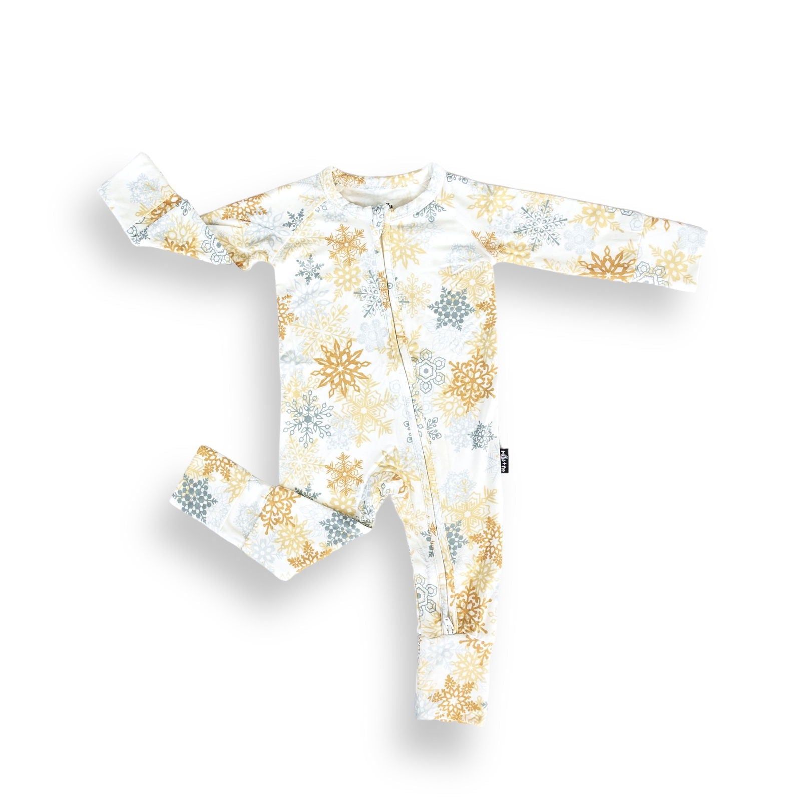 Zip Romper - Snowflakes - Natural CuteNest