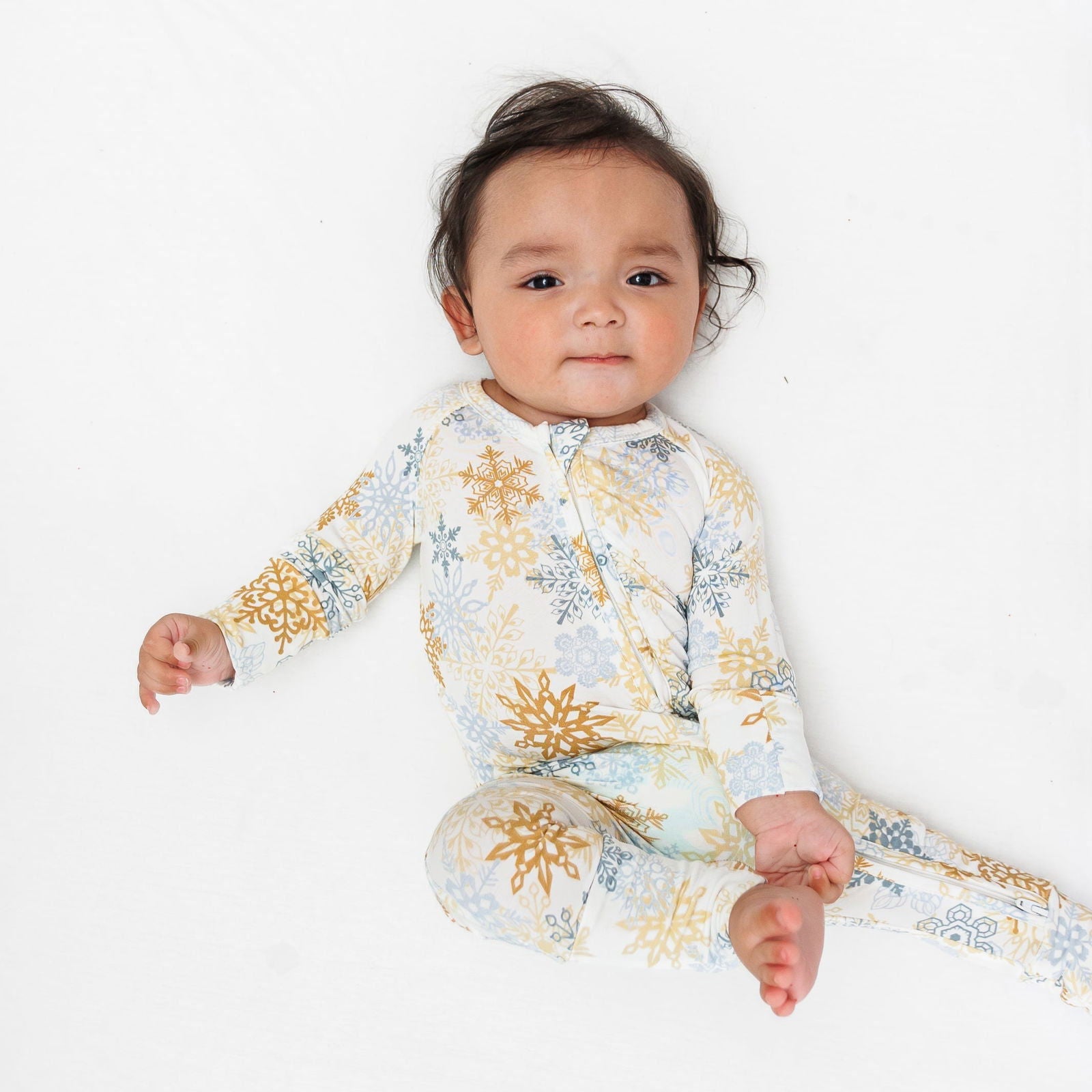 Zip Romper - Snowflakes - Natural CuteNest