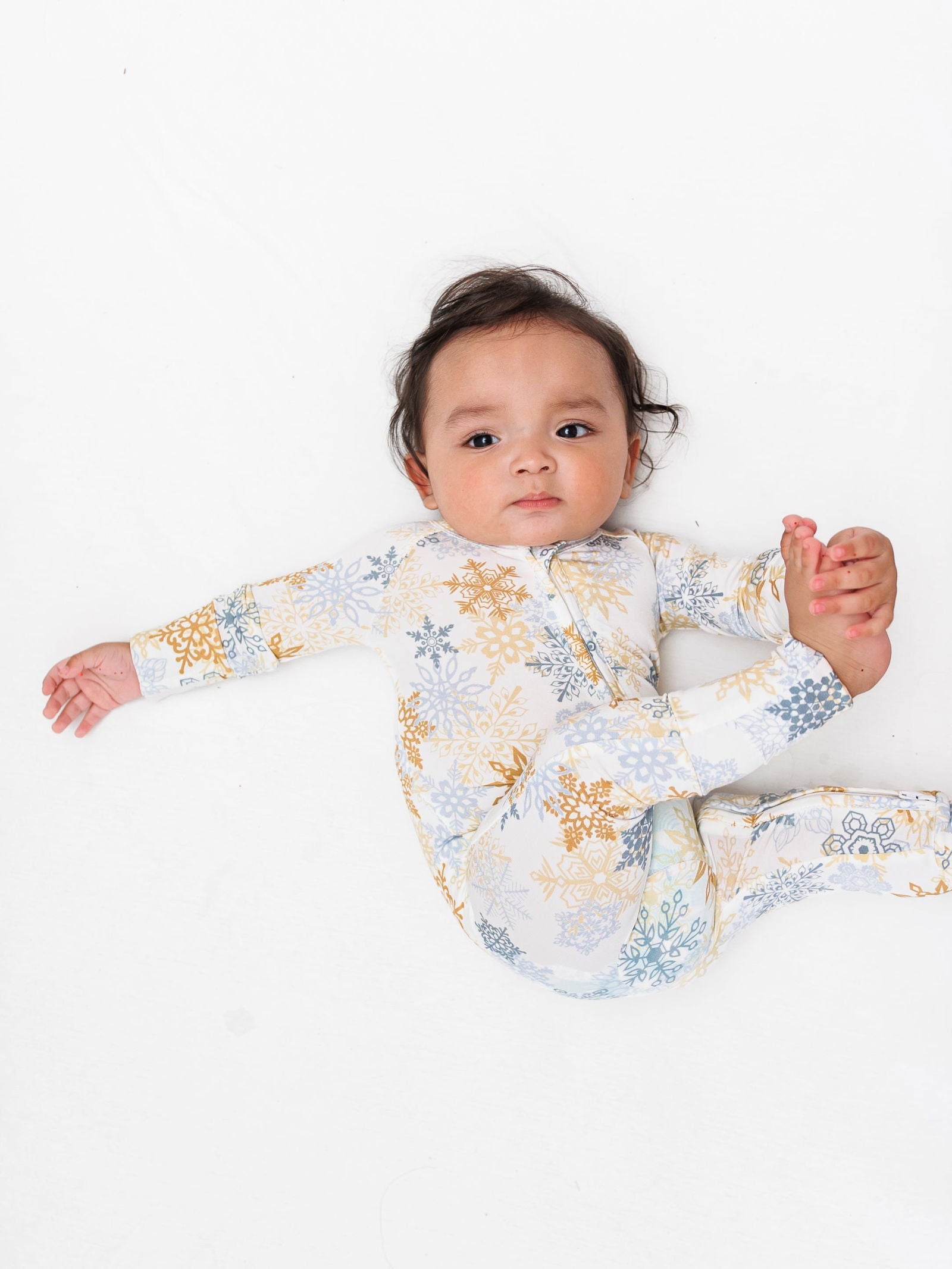 Zip Romper - Snowflakes - Natural CuteNest