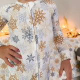 Zip Romper - Snowflakes - Natural CuteNest